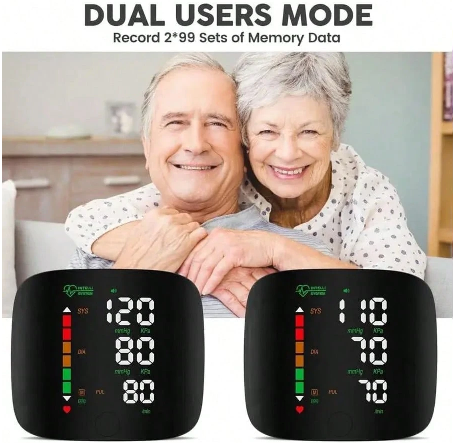 Rechargeable LED Wrist Blood Pressure Monitor - Voice Broadcast