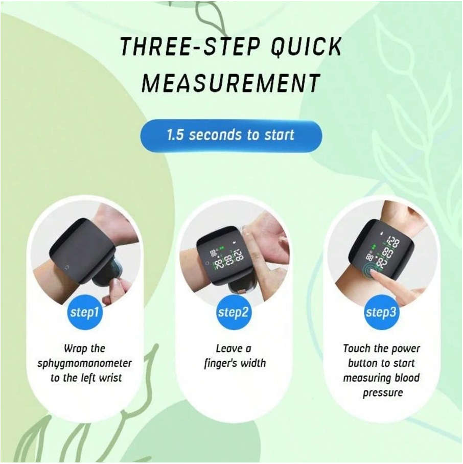 Rechargeable LED Wrist Blood Pressure Monitor - Voice Broadcast