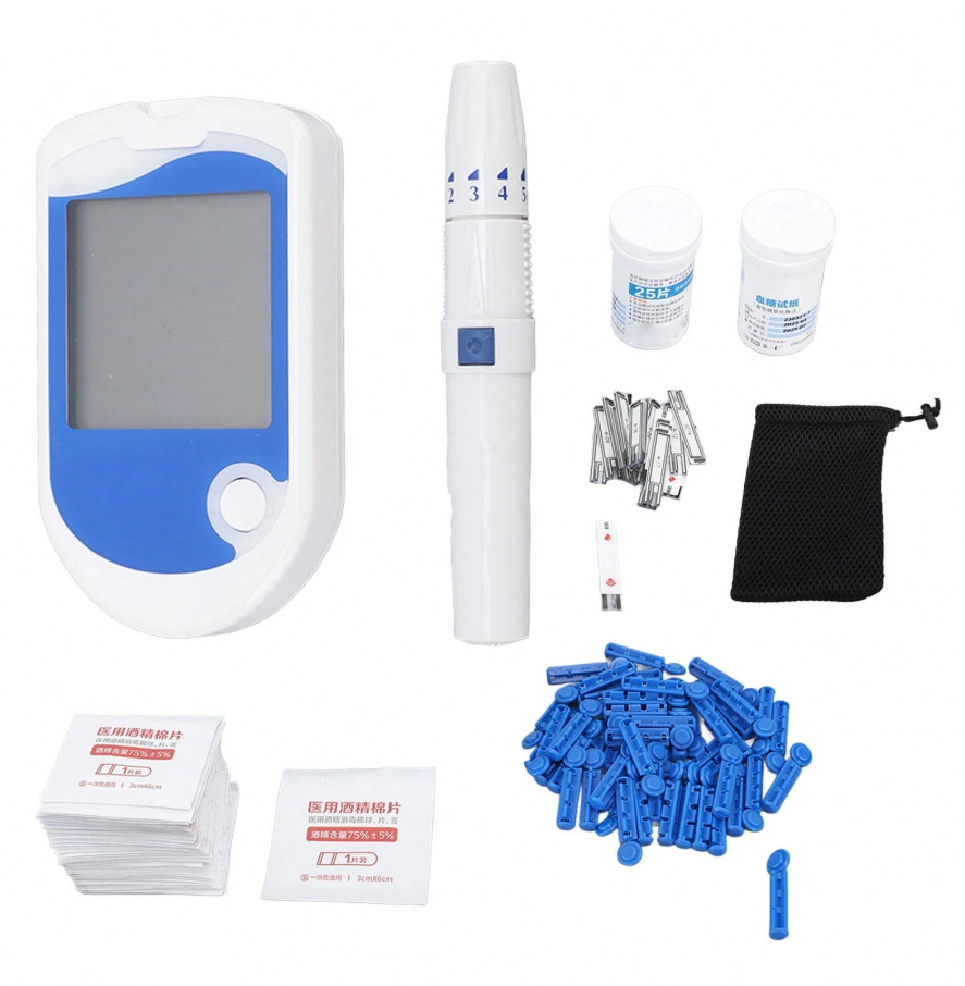 Blood Glucose Monitor Kit with Large Display – 50 Test Strips