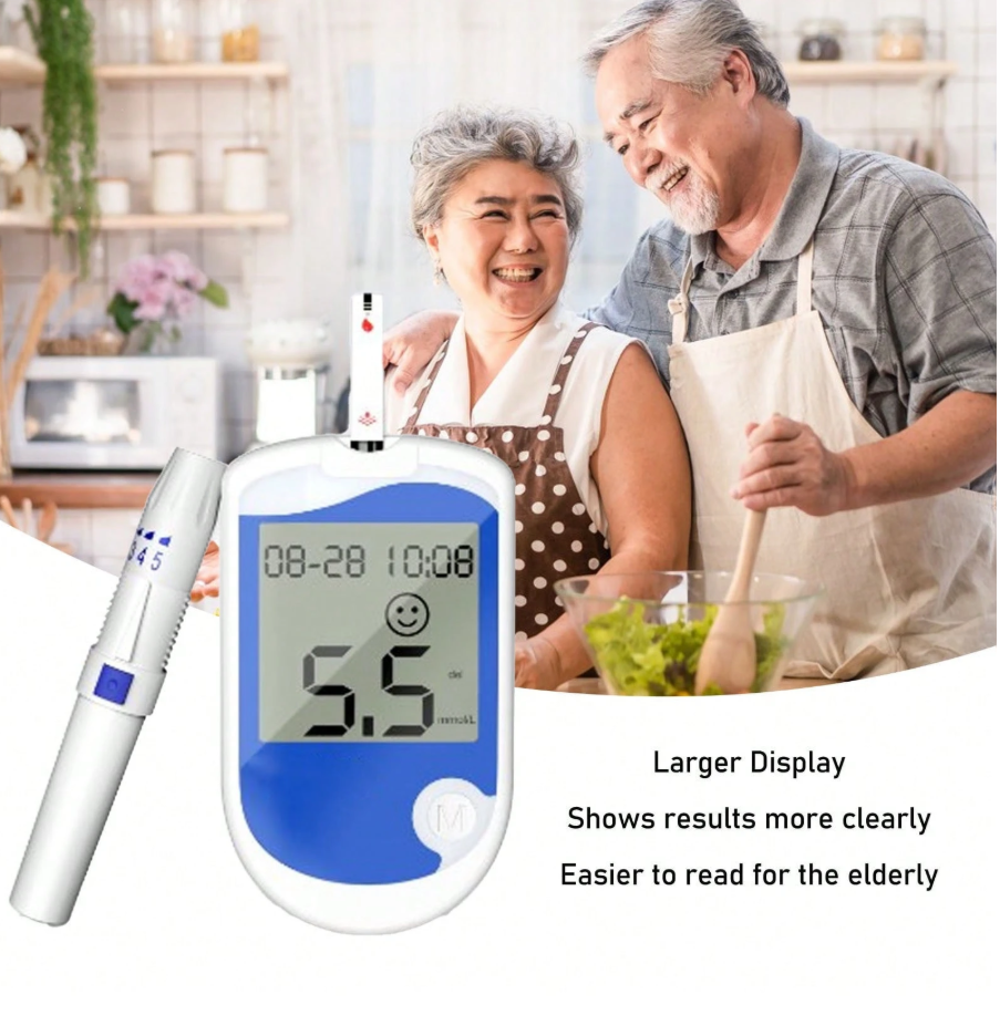 Blood Glucose Monitor Kit with Large Display – 50 Test Strips