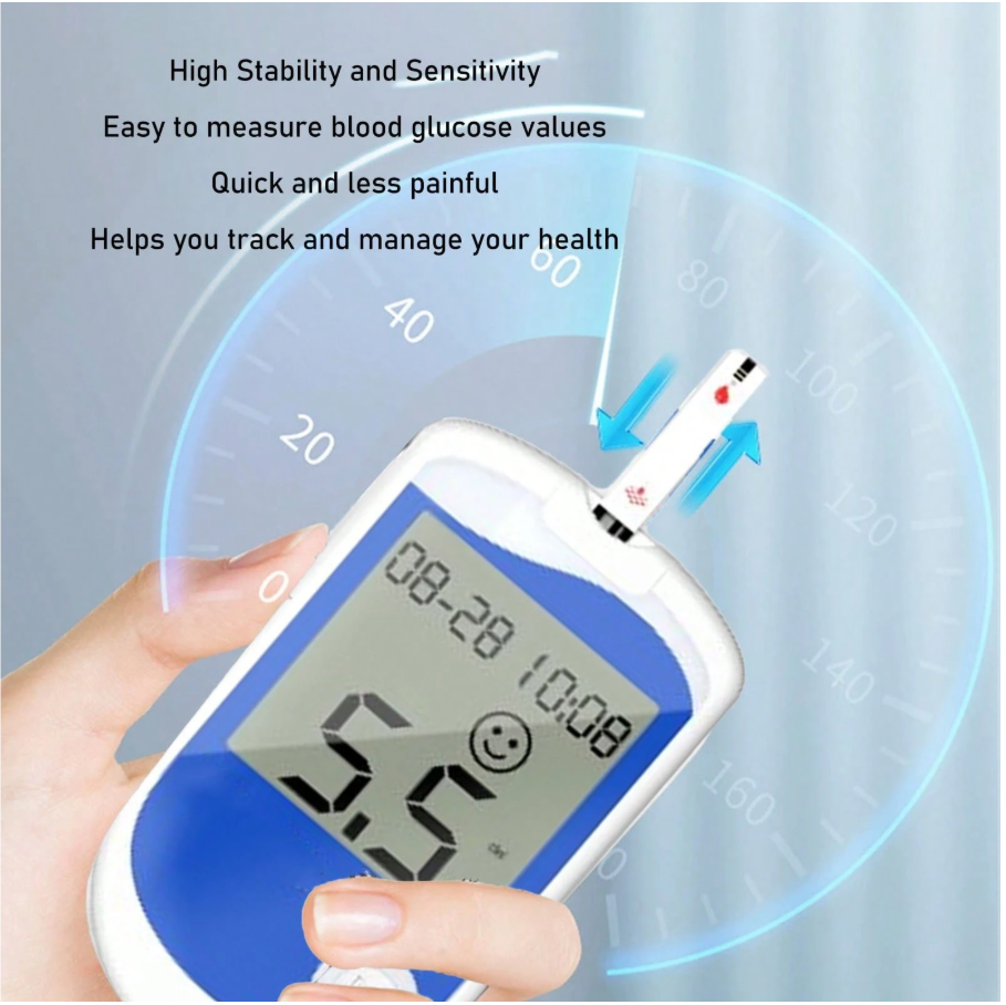 Blood Glucose Monitor Kit with Large Display – 50 Test Strips