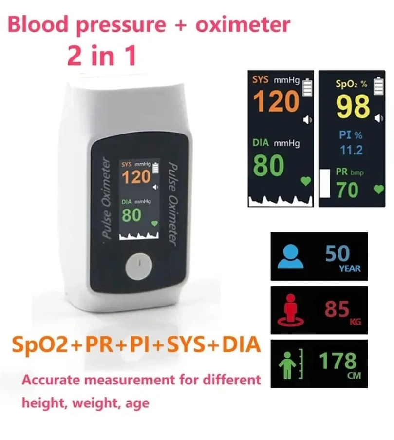 Dual Blood Oxygen and Blood Pressure Monitor – Bluetooth Oximeter
