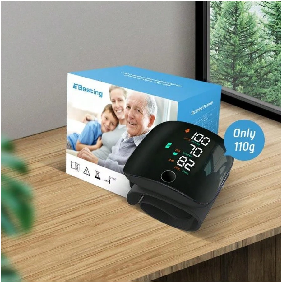 Rechargeable LED Wrist Blood Pressure Monitor - Voice Broadcast
