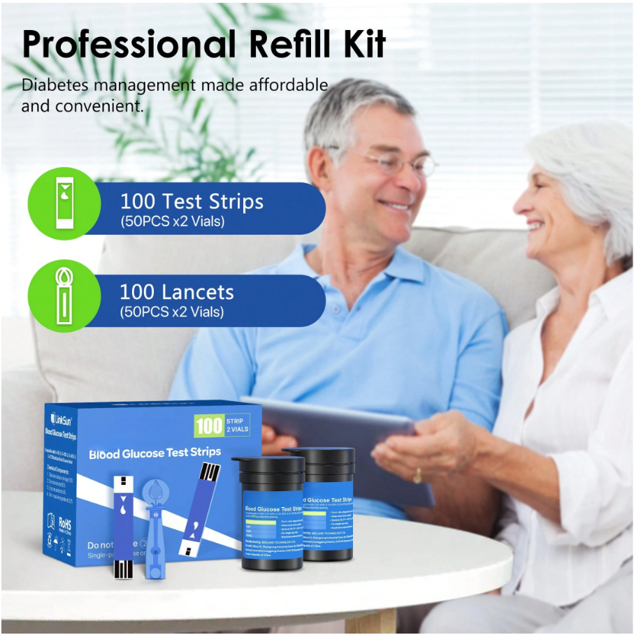 ✨ Limited Time Offer – 50% OFF! ✨Glucose Monitor Kit – 100 Strips & Lancets