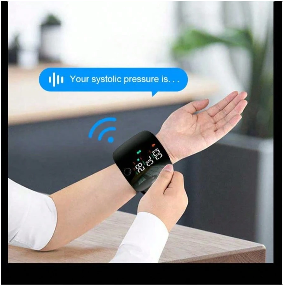Rechargeable LED Wrist Blood Pressure Monitor - Voice Broadcast